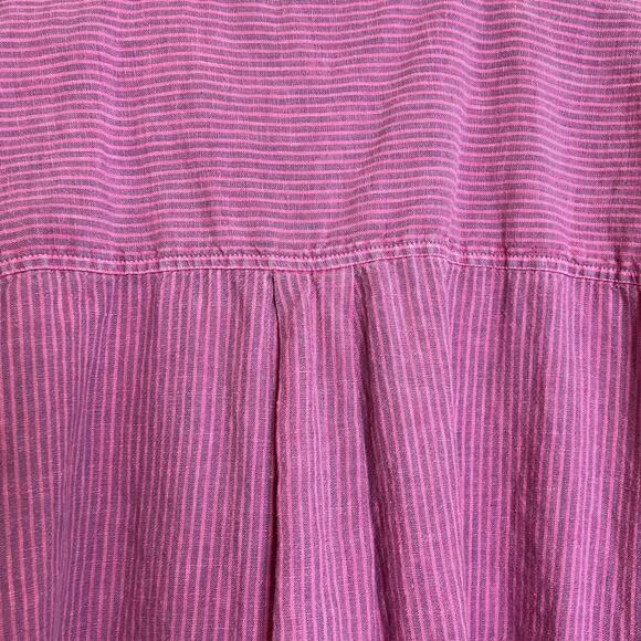 Faherty Womens Linen Button Up Shirt XXL Pink Purple Stripe Long Sleeve - Picture 4 of 8